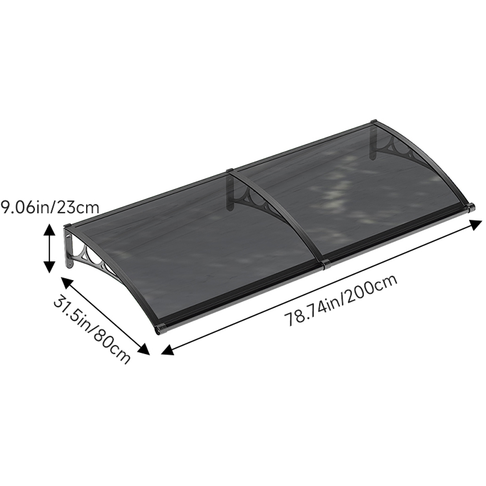 Living and Home Dark Grey Curved Door and Window Canopy 2.0 x 0.8m Image 9