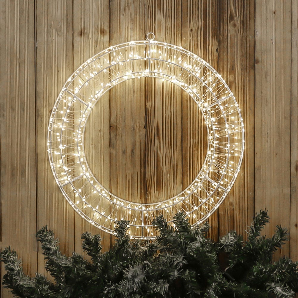 Xmas Haus Cool White LED Metal Wreath 70cm Image 2