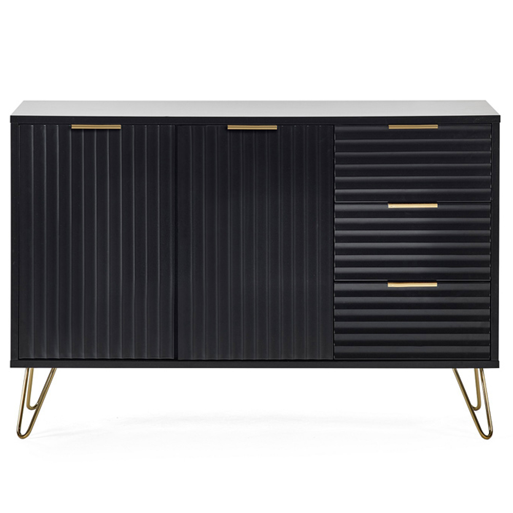 Julian Bowen Murano 2 Door 3 Drawer Matt Black Large Sideboard Image 3