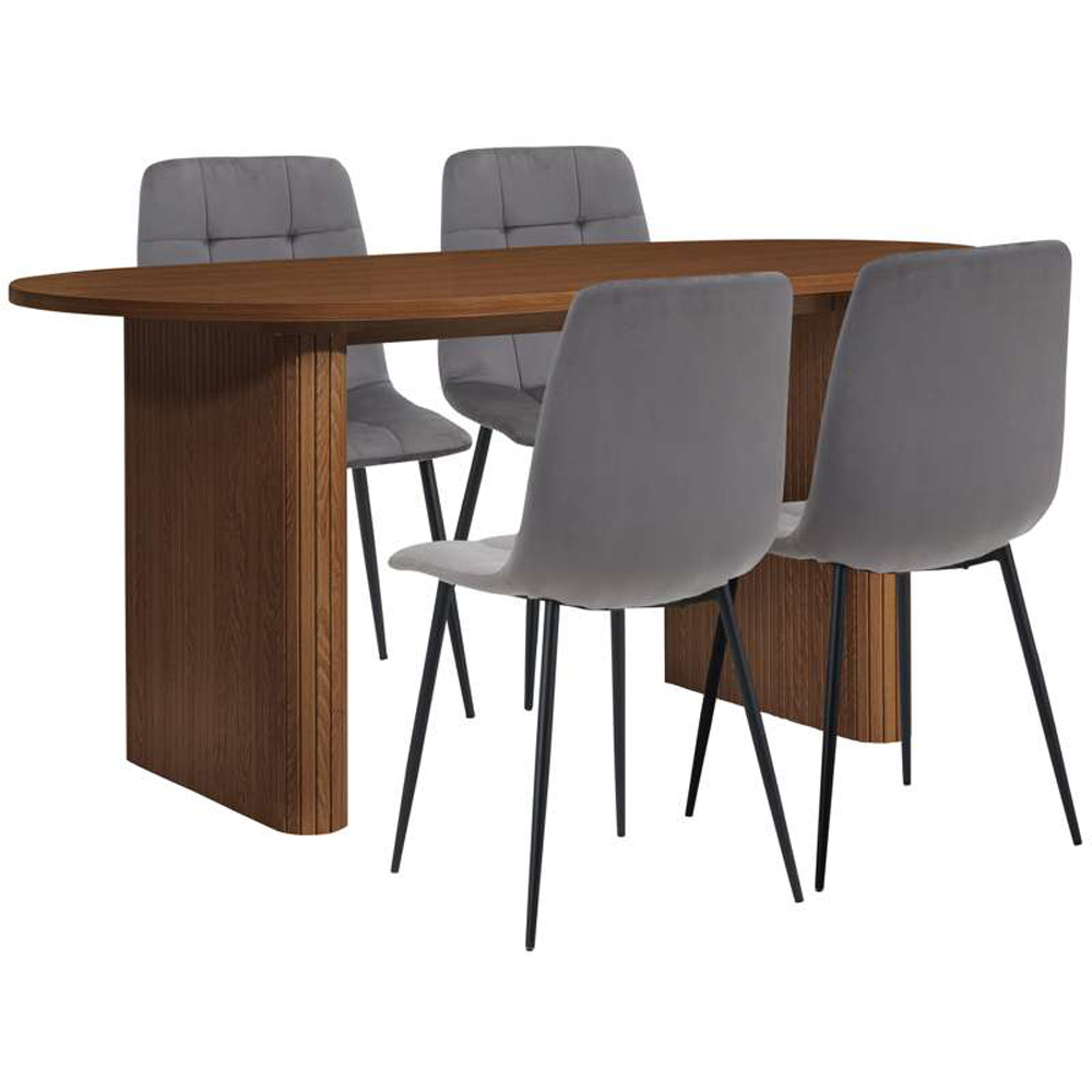 Birlea Axel 4 Seater Oval Fluted Dining Table Set Oak Effect and Black Image 2