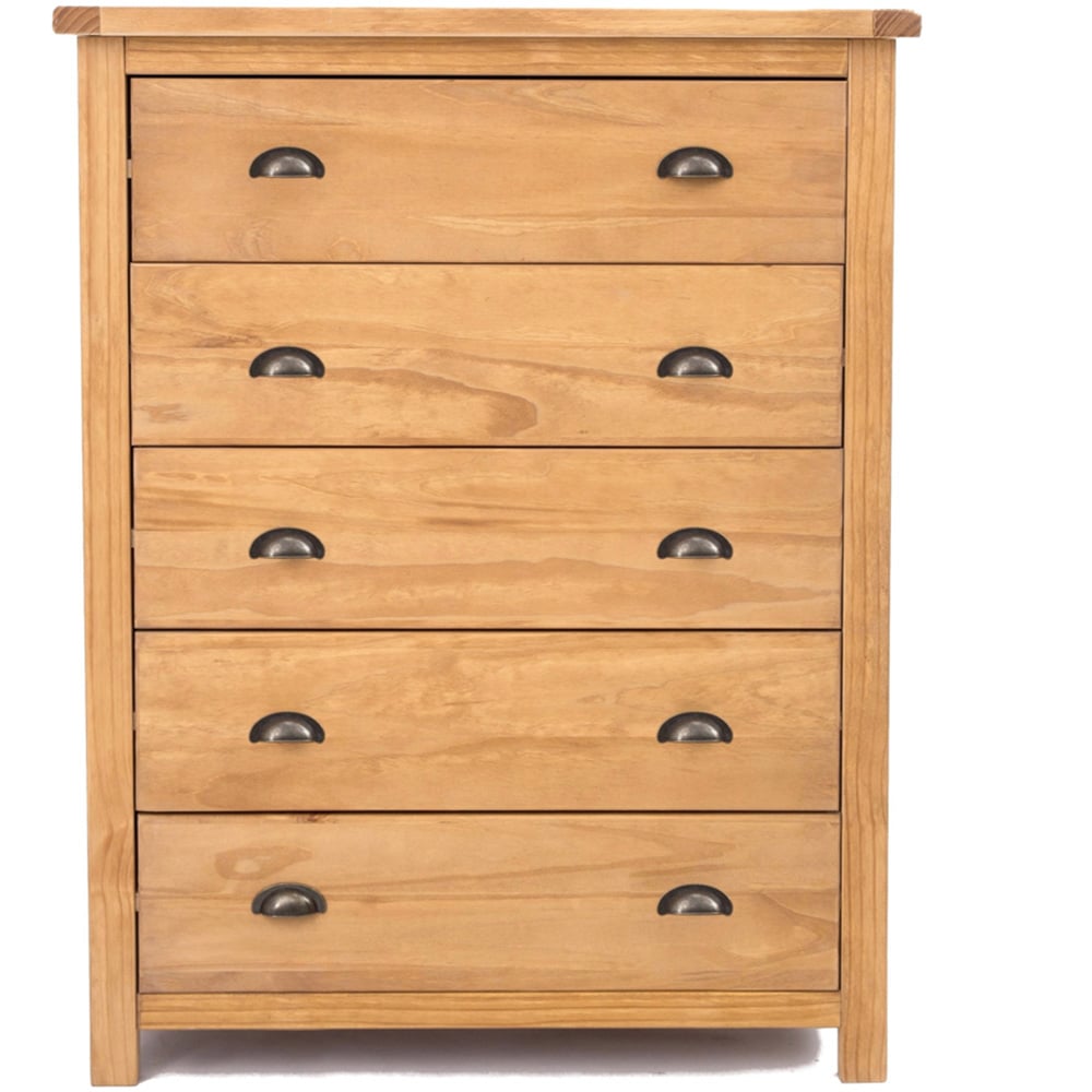 Cabinet Bits Lugo 5 Drawer Brown Brass Cup Handle Chest of Drawers Image 2