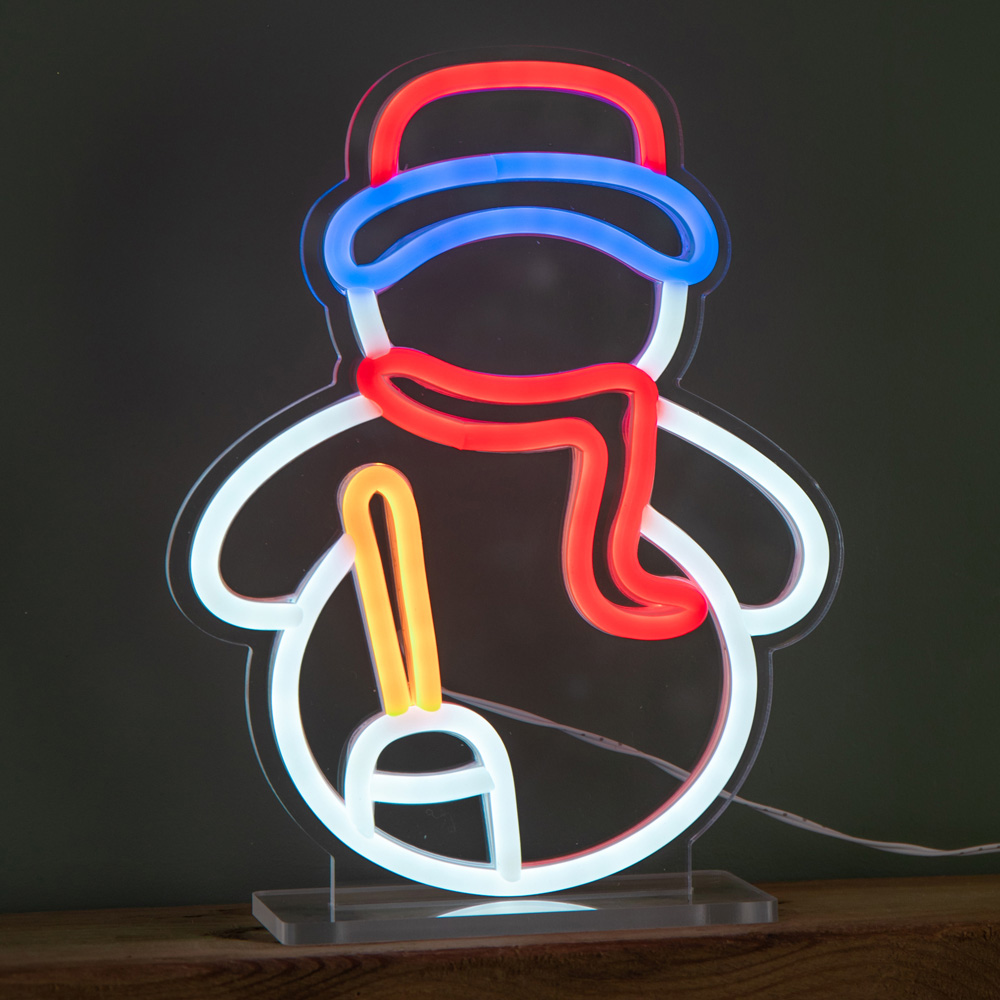 Samuel Alexander Multicolour LED Snowman Table Top Neon Sign 24 x 19cm Image 5