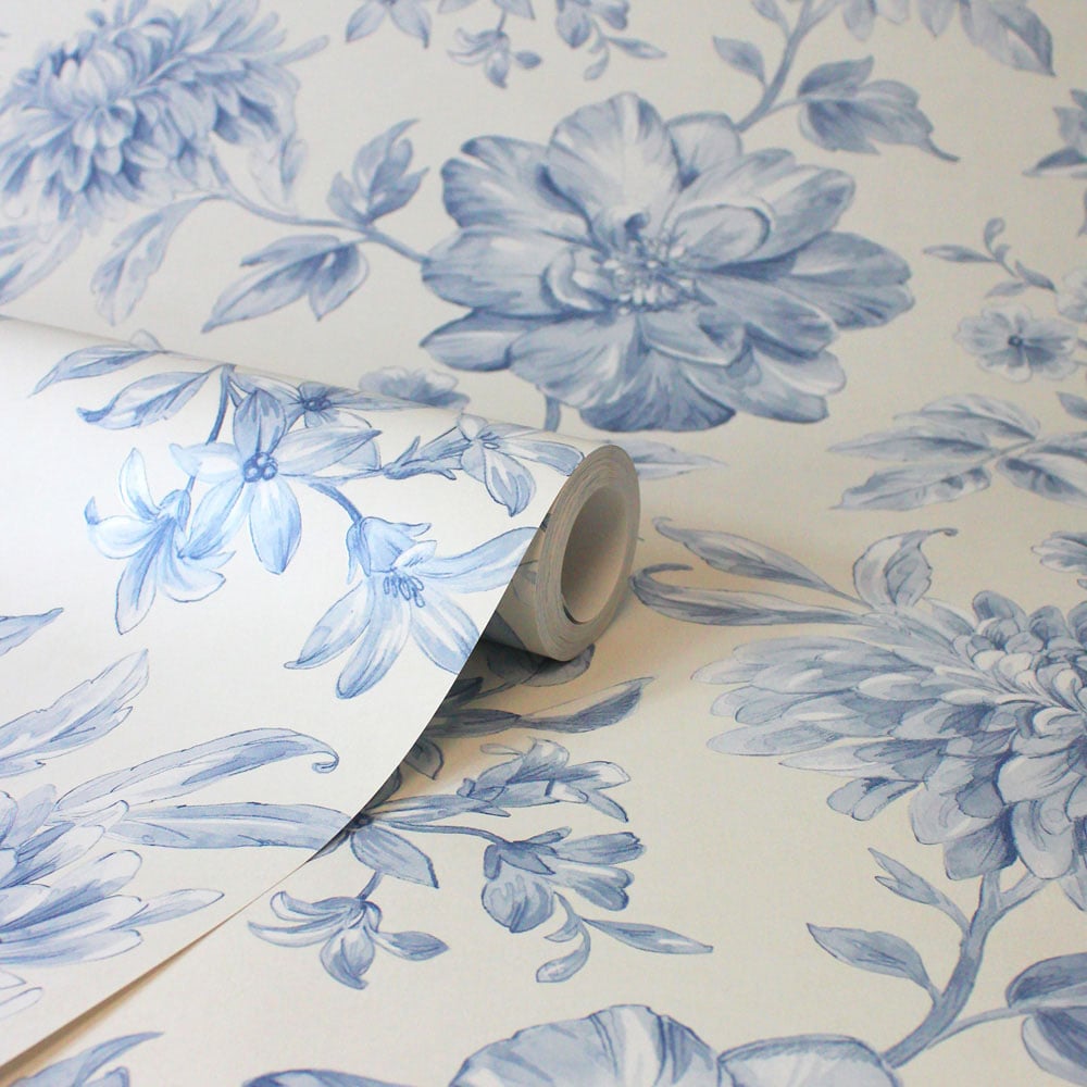 Fine Decor Isabella Floral Blue Wallpaper Image 2