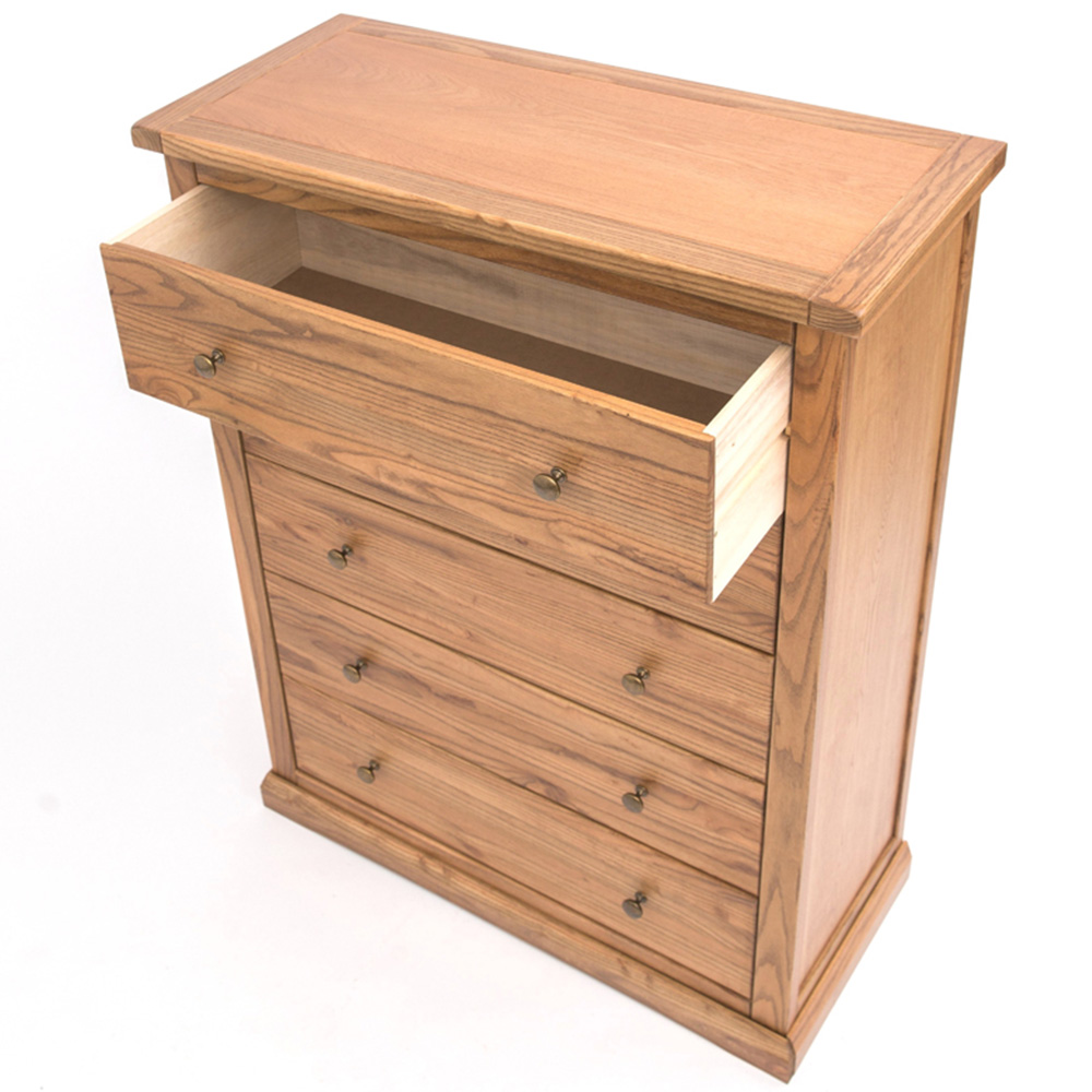 Cabinet Bits Salerno 5 Drawer Brown Brass Knob Chest of Drawers Image 5