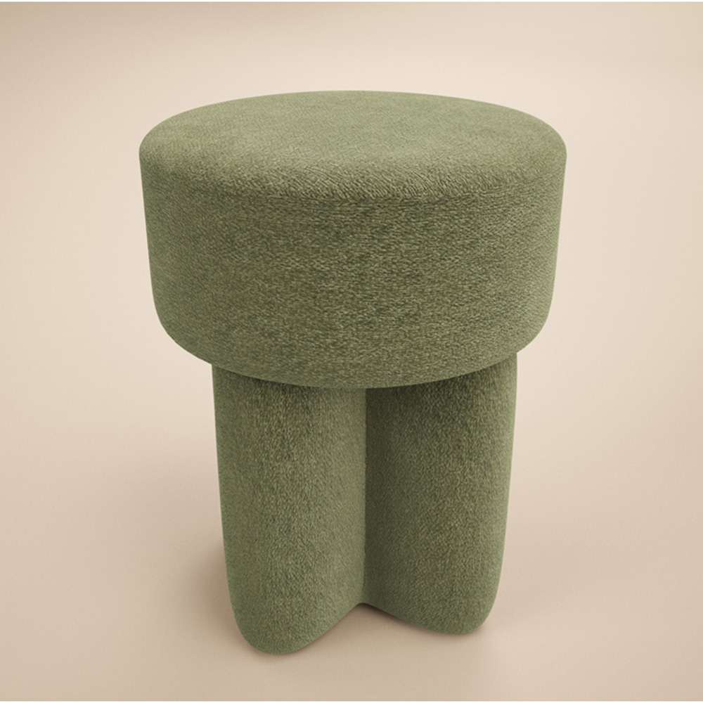 SOLACE+CO Astrid Olive Green Fabric Pouffe Image 3