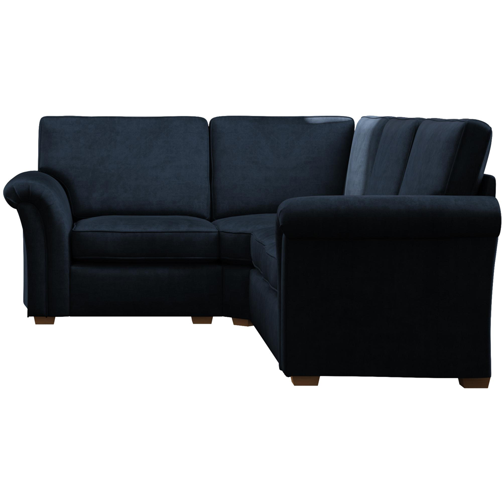 Castleacre 3 Seater Royal Blue Plush Velvet Right Hand Fixed Back Corner Sofa Image 3