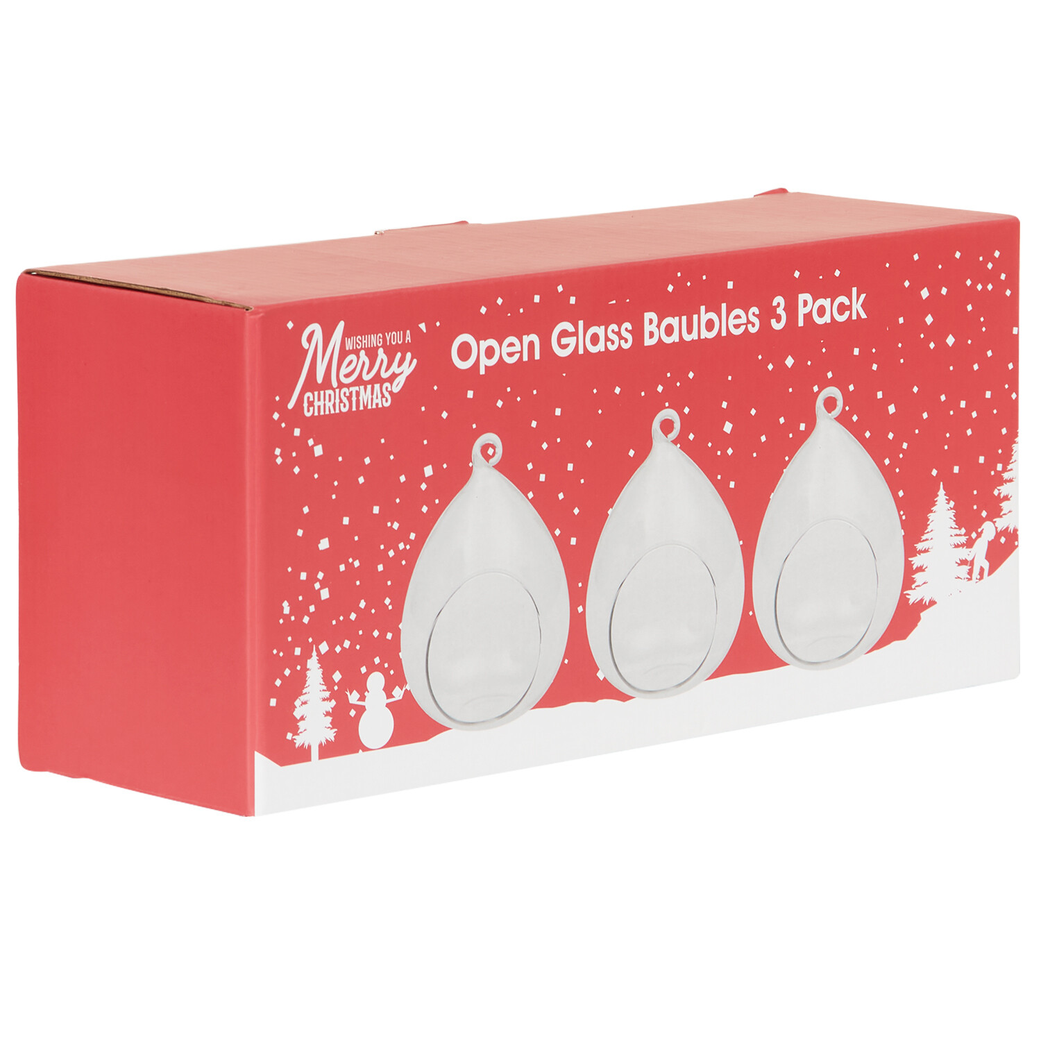 Pack of 3 Open Glass Baubles - Clear Image 2