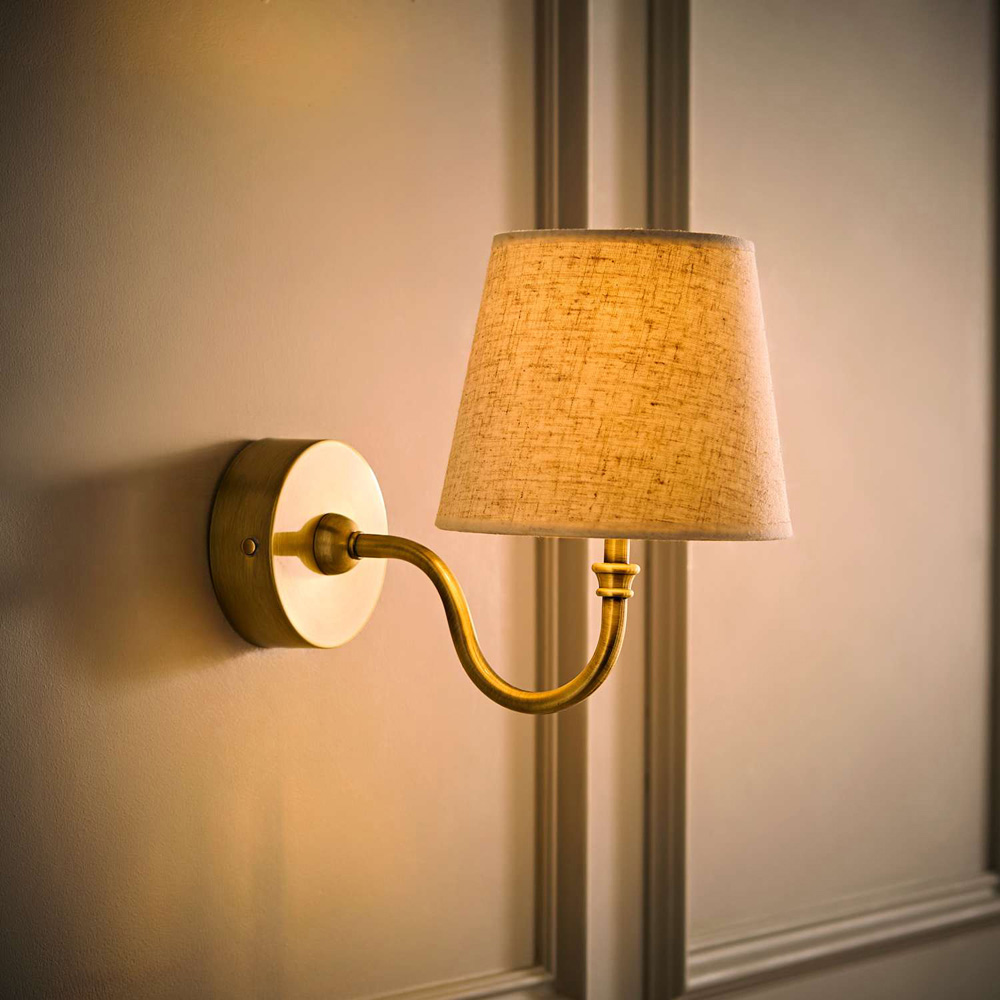 ValueLights Lowe Linen Taper Shade Portable Gold Rechargeable Wall Light with Bulb Image 2