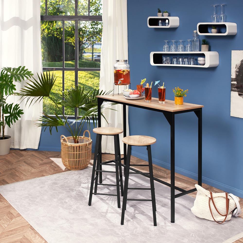 tectake Keynes Light Wood Oak Sonoma Set of 2 Bar Stool Image 7