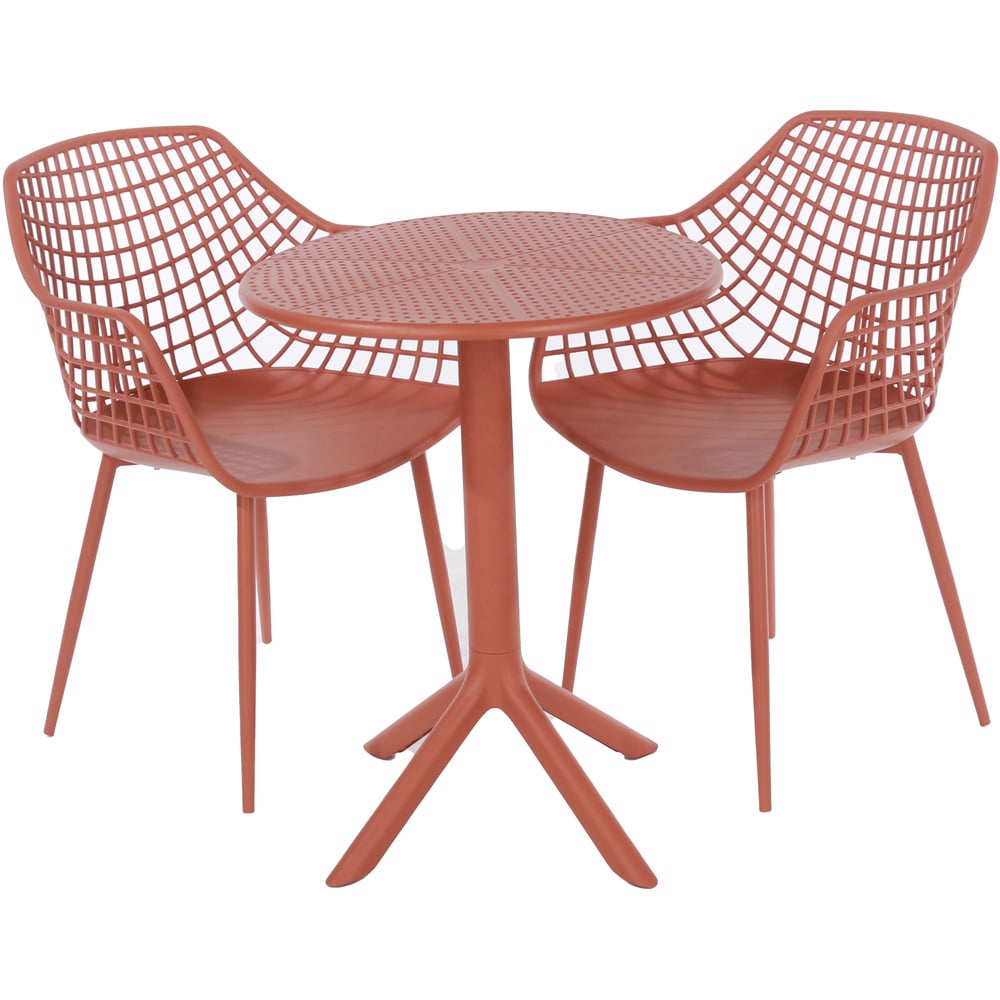 Core Products Rimini Lattice 2 Seater Terracotta Bistro Table Set Image 2