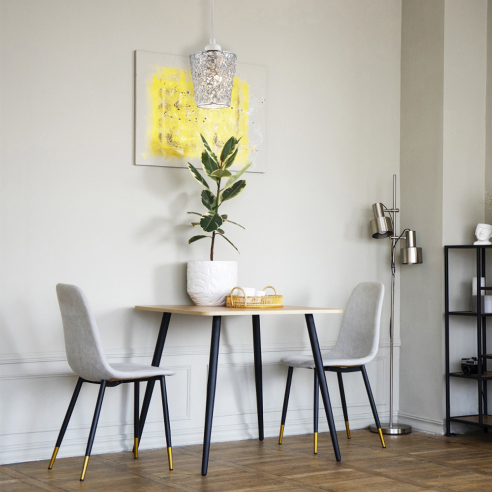 Happy Homewares Industrial Twisting Metal Polished Silver Cone Shape Pendant Shade Image 2