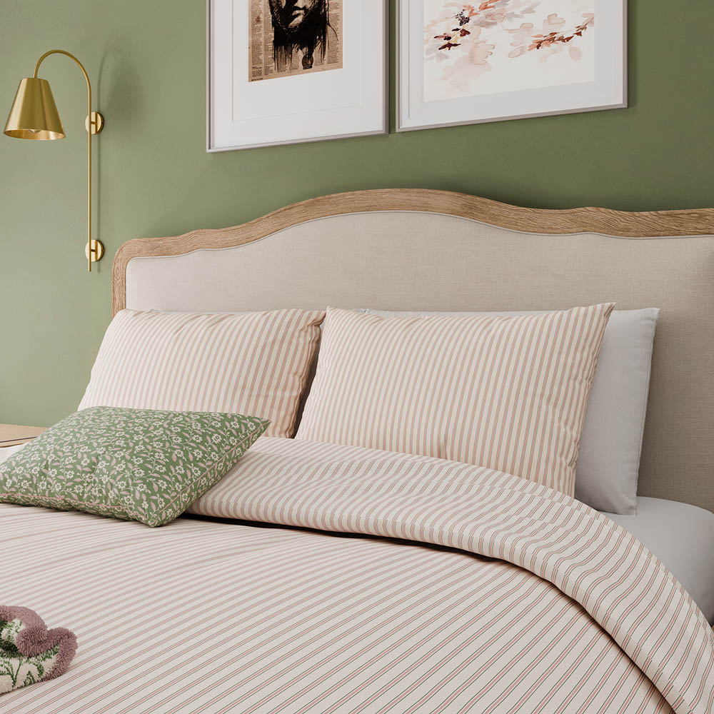 Helena Springfield Ticking Stripe Single Green and Pink Duvet Set Image 3