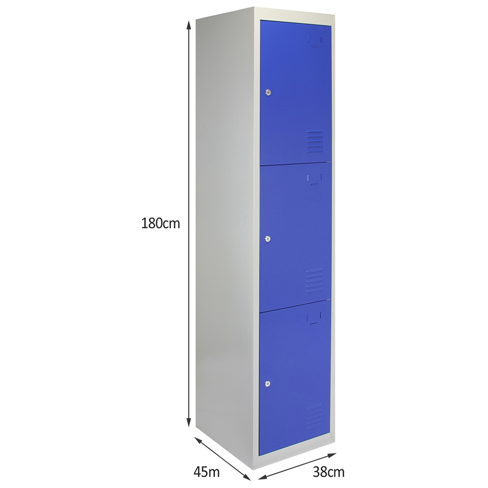 MonsterShop 3 Door Blue Metal Storage Locker Image 6