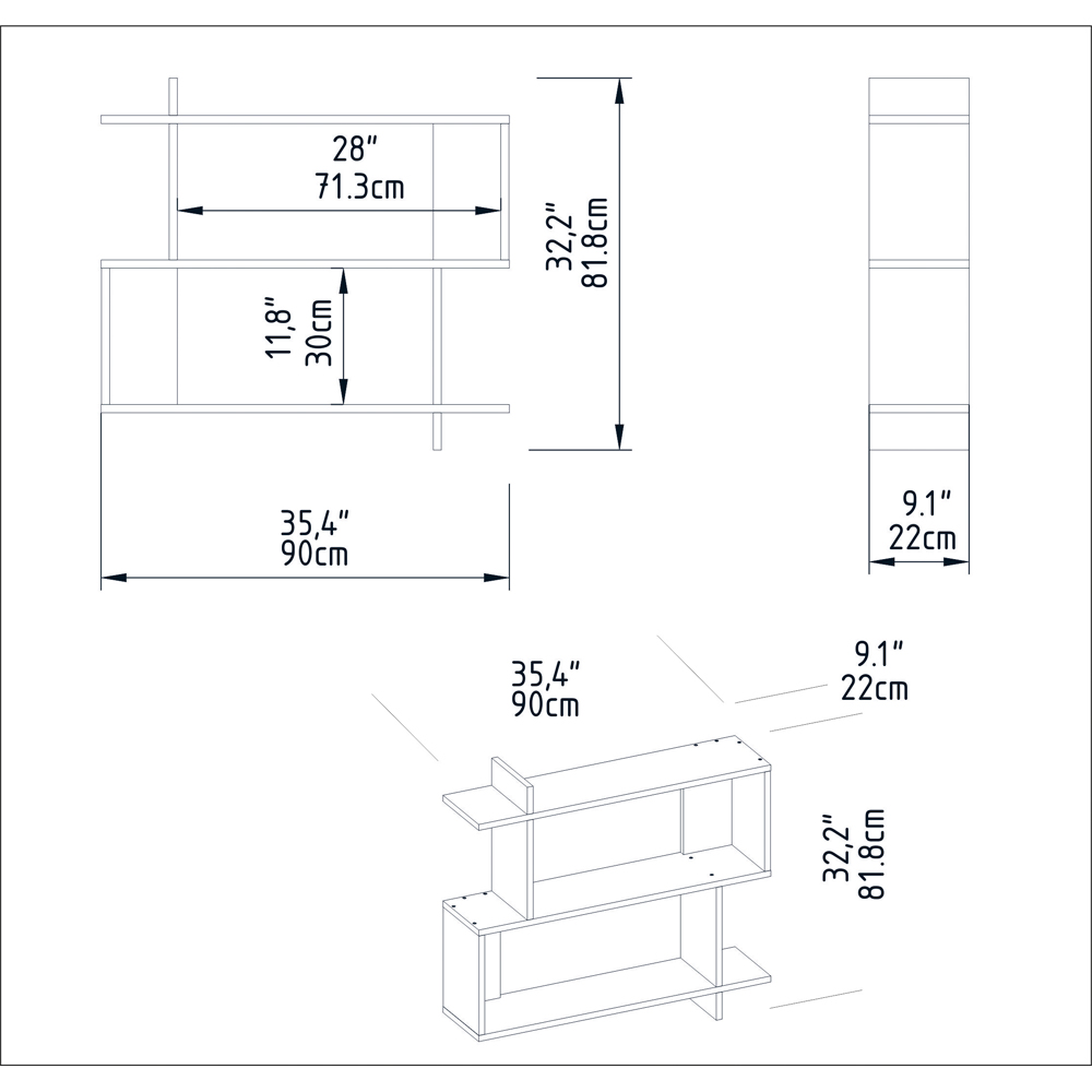 Decorotika Mina 3 Tier White Zigzag Floating Shelf Image 7