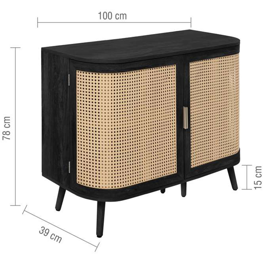 Birlea Noah 2 Door Black Rattan Sideboard Image 9
