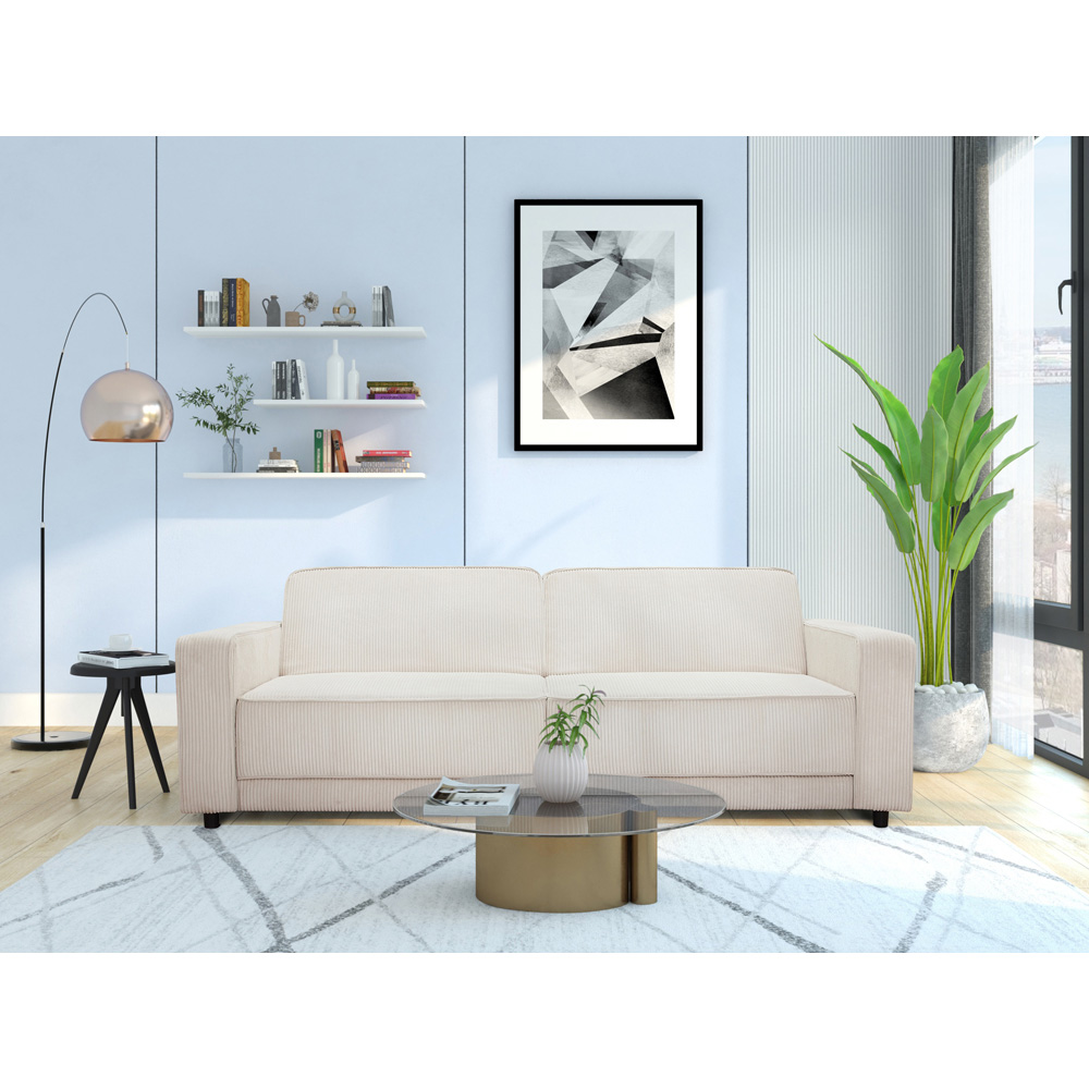 Dorel Allie 3 Seater Cream Corduroy Sofa Bed Image 8
