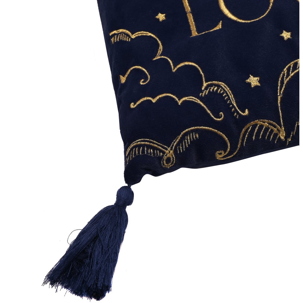 The Christmas Gift Co Blue Velvet Live by the Sun Cushion 30 x 51cm Image 3