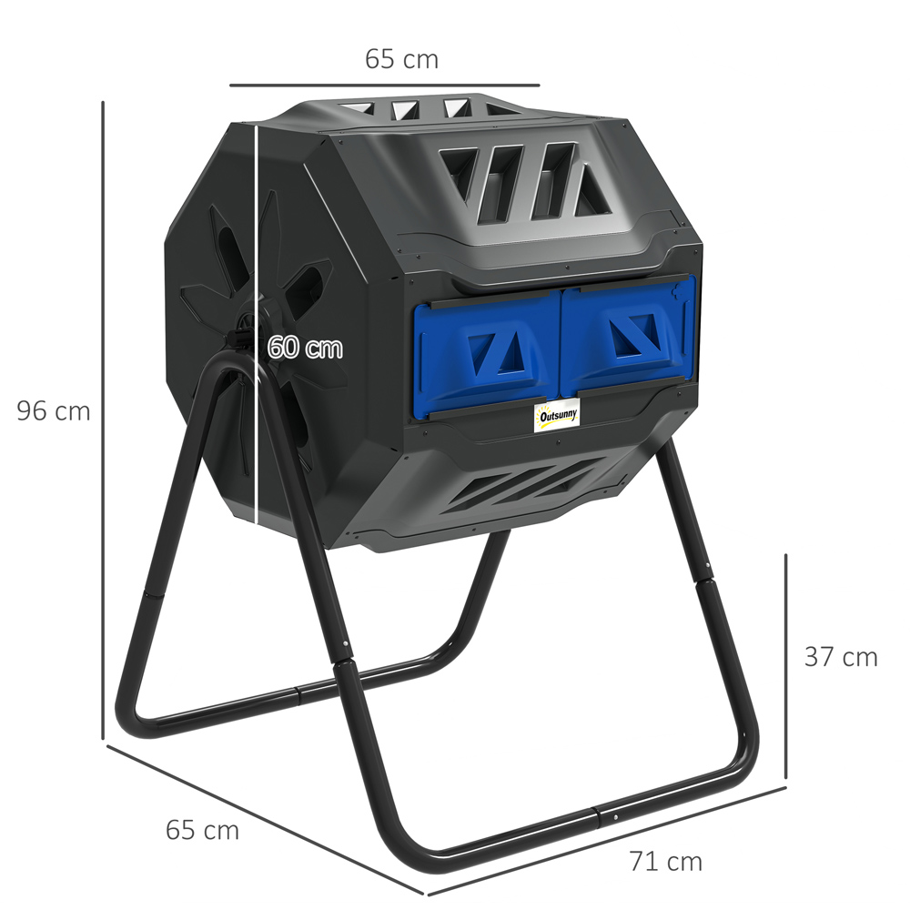 Outsunny Blue Dual Chamber Outdoor Tumbling Compost Bin 160L Image 7
