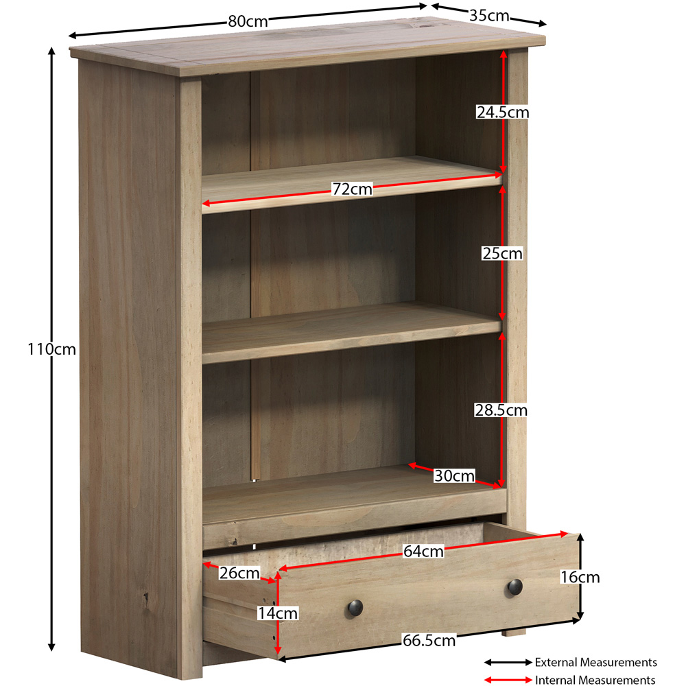 Vida Designs Panama Single Drawer 3 Shelf Bookcase Image 8