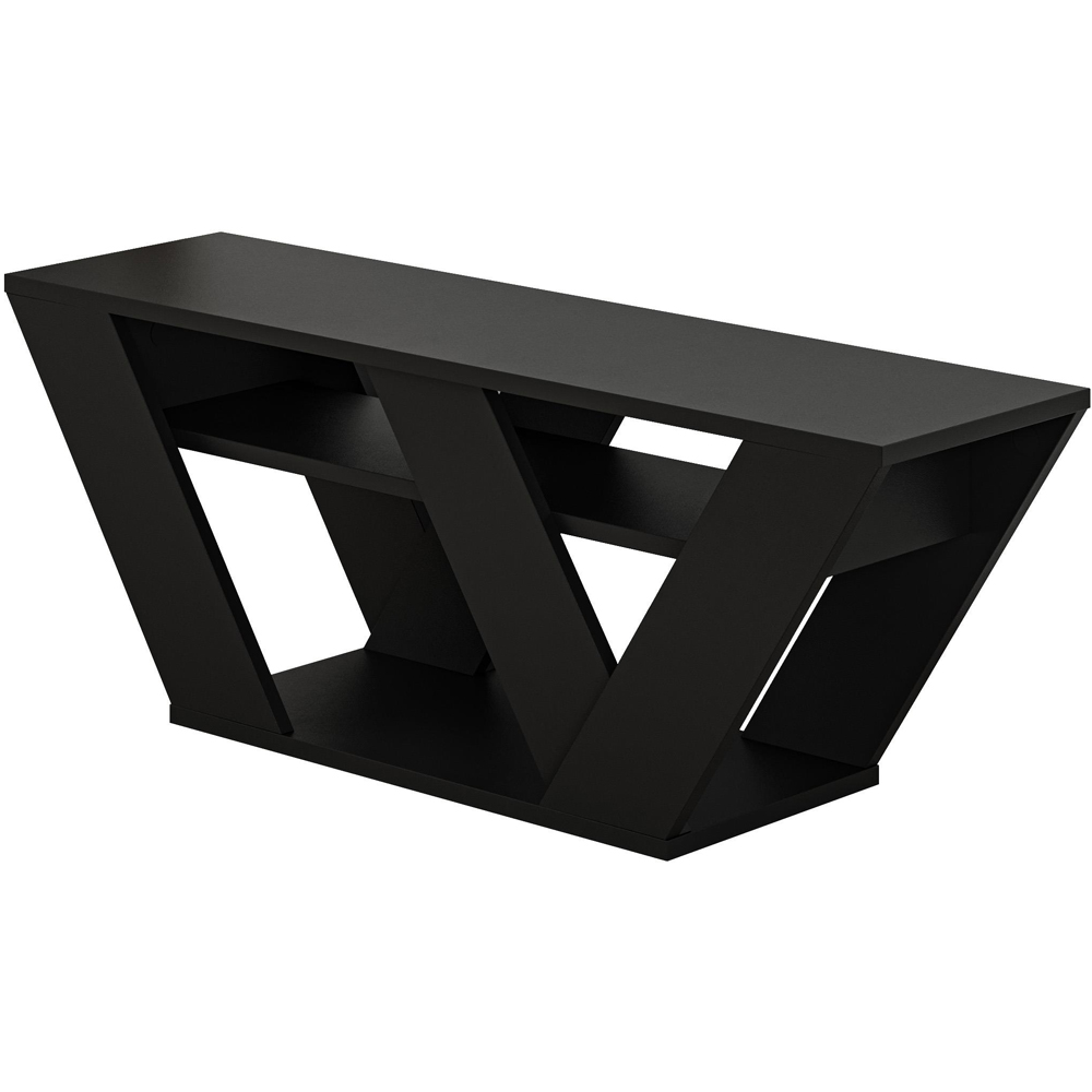 Decortie Pipralla 2 Shelf Black Bute Effect Modern TV Unit Image 2