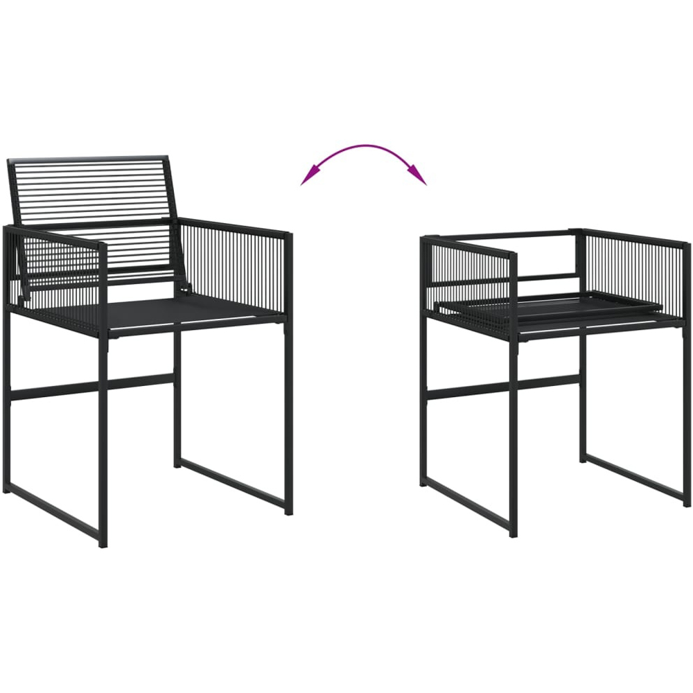 Walplus 4 Seater Foldable Poly Rattan Garden Dining Set Black Image 6