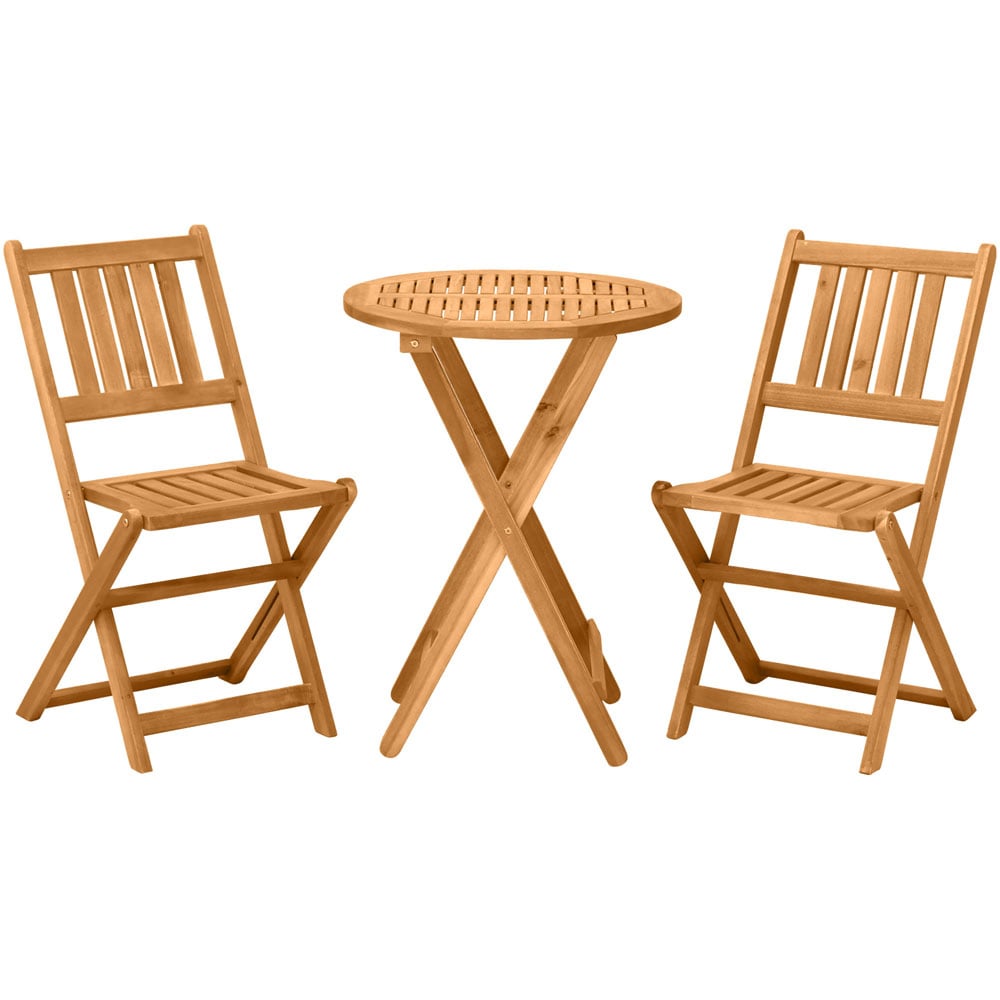 Outsunny 3 Piece Folding Bistro Set Wood Image 2
