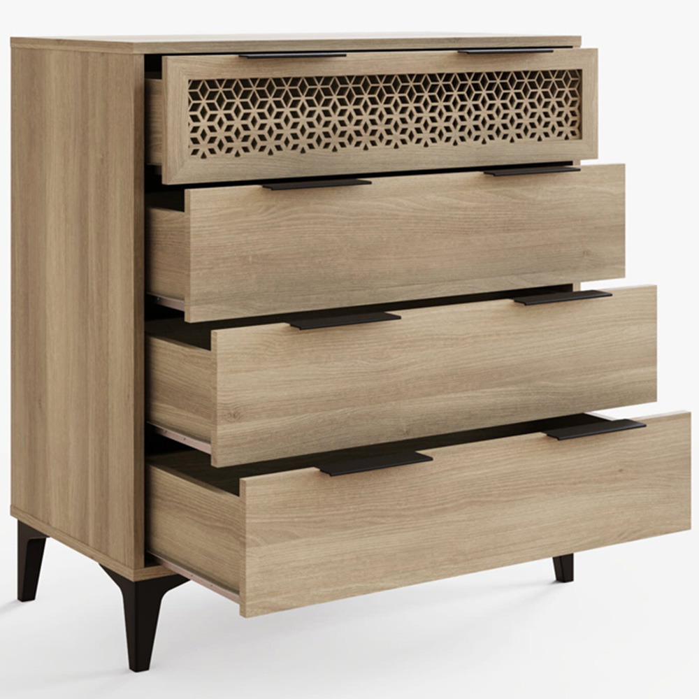 GFW Ezra 4 Drawer Oak Chest of Drawers Image 4