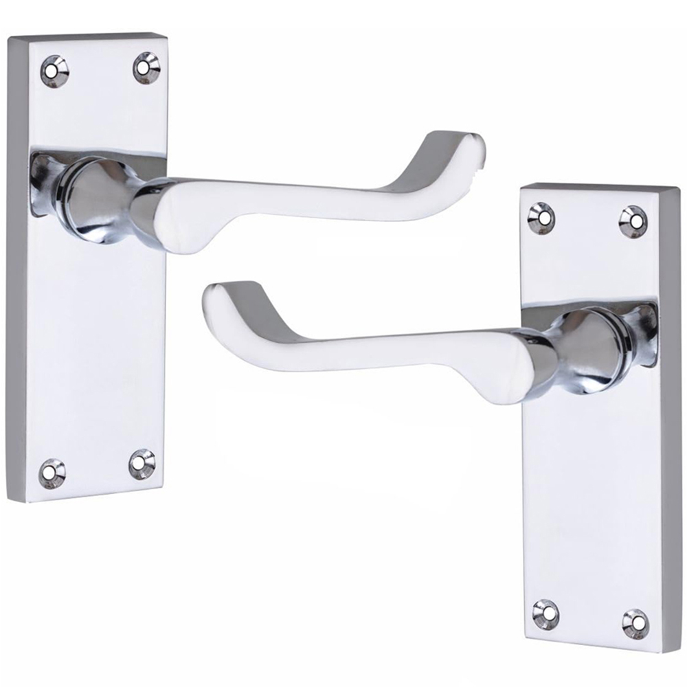 Golden Grace Polished Chrome Victorian Scroll Latch Door Handle with Hinge 5 Pack 120 x 40mm Image 3