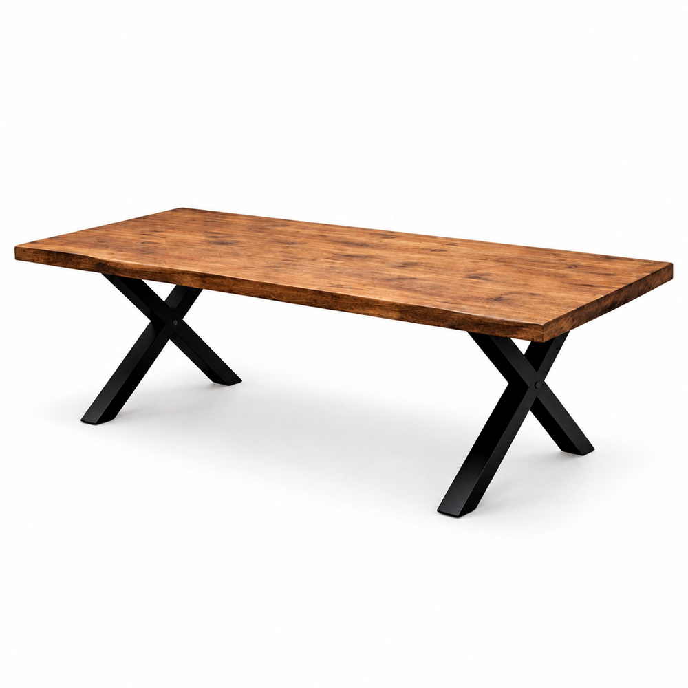 Homebase Jacobean Brown 6 Seater Sleek and Slender Rustic Dining Table 70 x 150cm Image 2