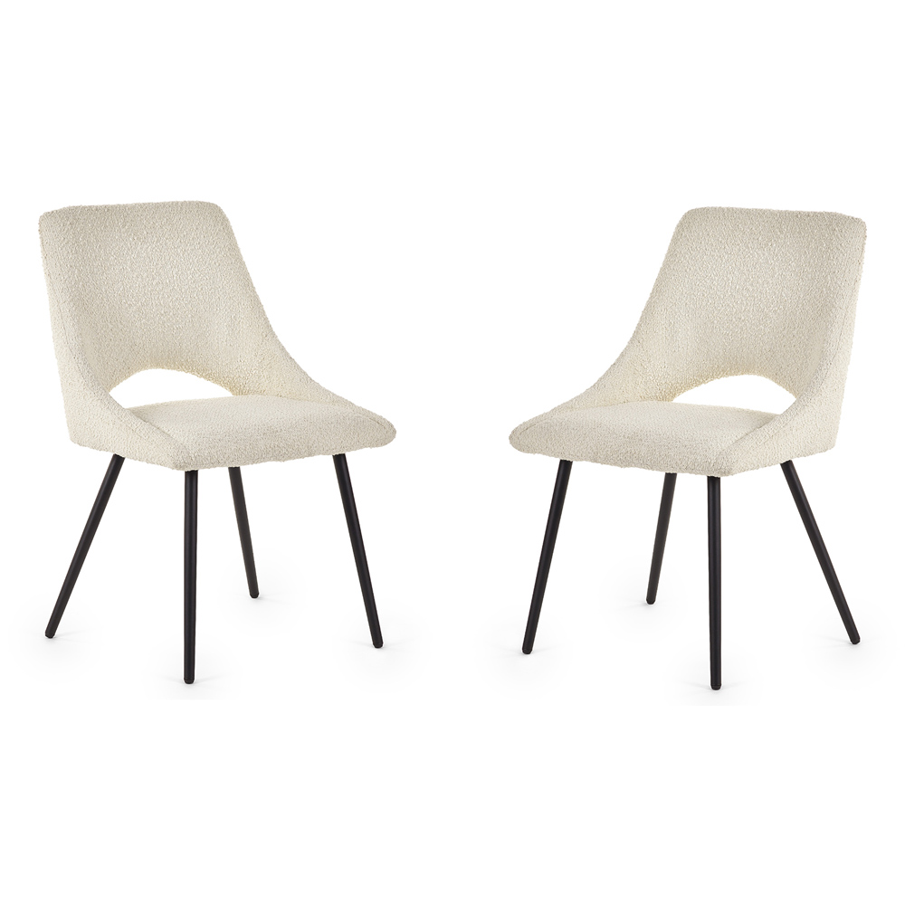Julian Bowen Set of 2 Ivory Iris Boucle Dining Chairs Image 2