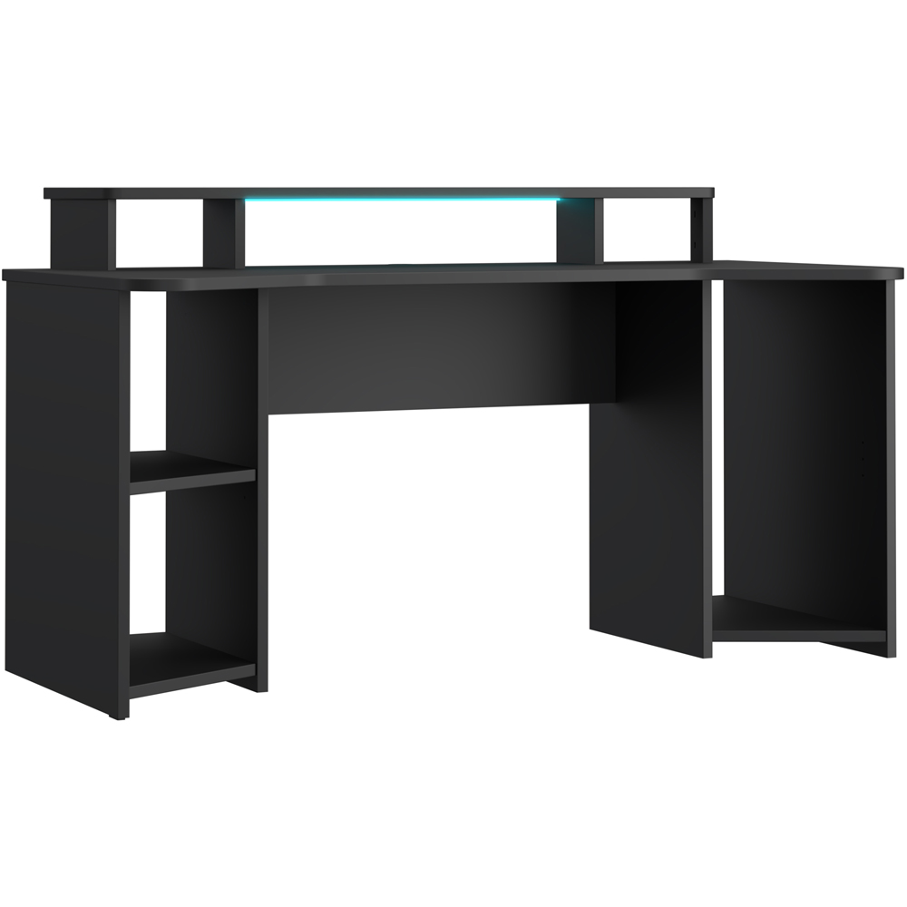 Florence Tezaur 3 Shelf Black Curved LED Gaming Desk Image 4