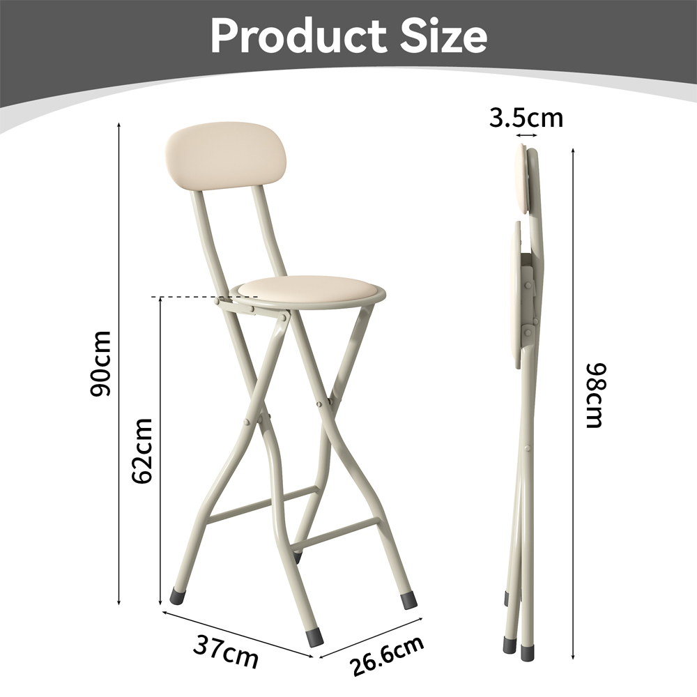 Beige Padded Folding Bar Stool Image 5