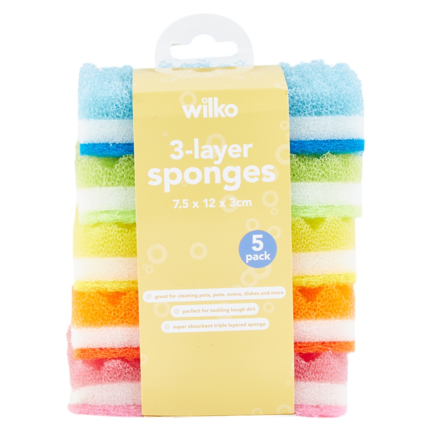 Pack of 5 Multicolour 3 Layer Sponges Multicolour Image 3