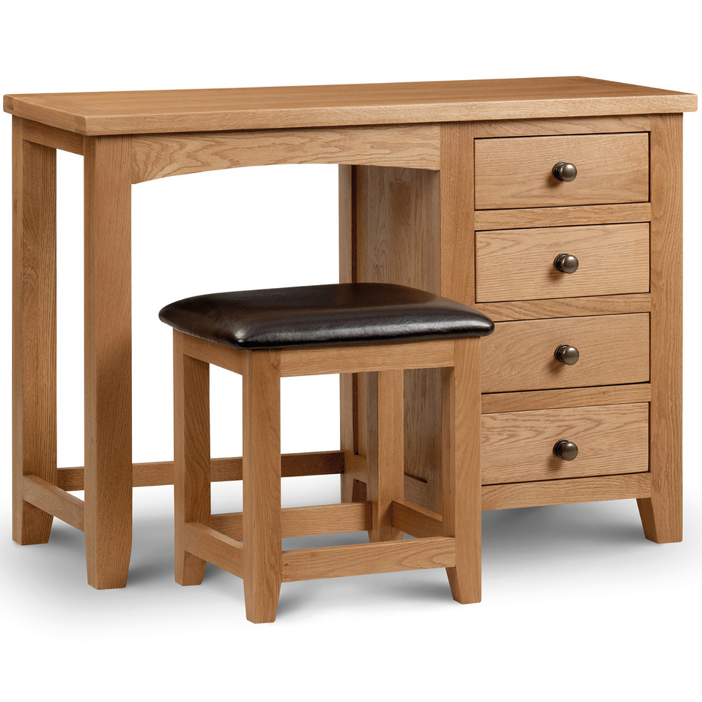 Julian Bowen Marlborough 4 Drawer Oak Single Pedestal Dressing Table Image 2