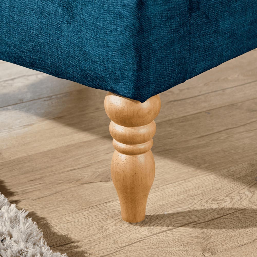 Home Source Helena Dark Blue Wingback Armchair with Wooden Legs Image 5