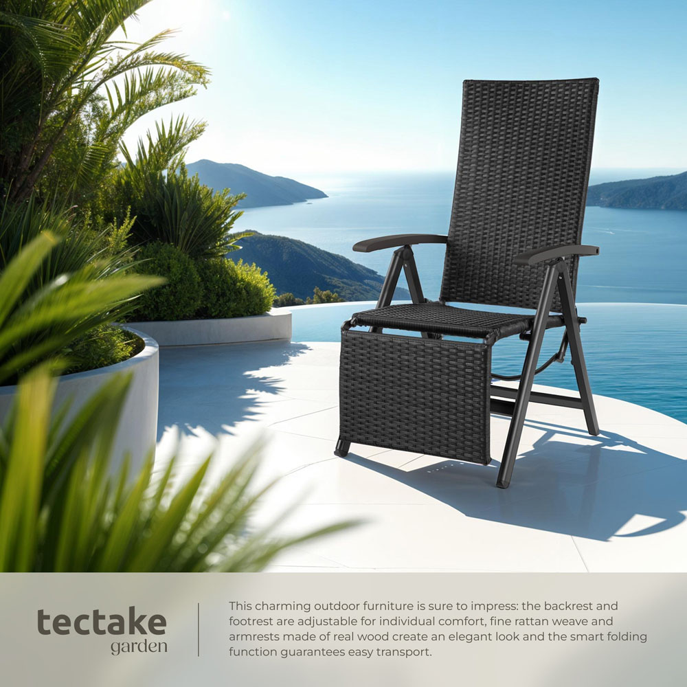 tectake Brisbane Black 6 Way Adjustable and Foldable Garden Chair Image 4