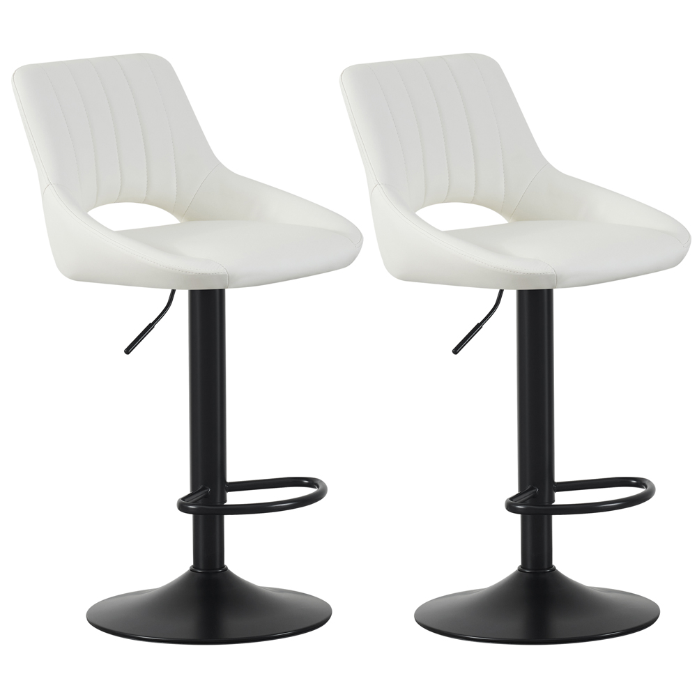 Stacey Cream Height Adjustable Kitchen Bar Stool with Footrest Set of 2 Image 2
