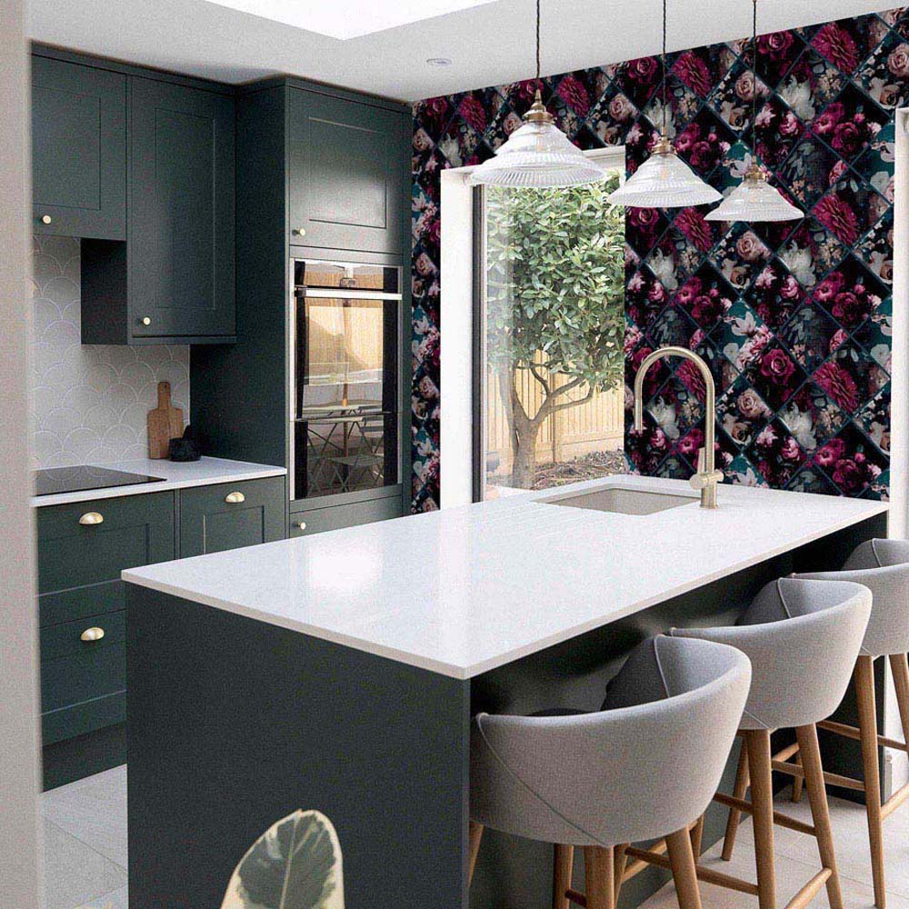 Arthouse Floral Collage Plum and Teal Wallpaper Image 8