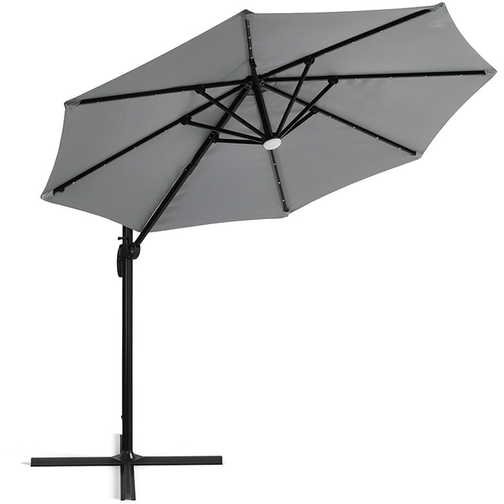 Living and Home Light Grey LED Rotatable Cantilever Parasol 3m Image 4