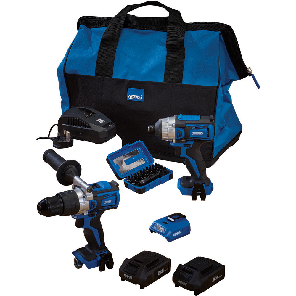 Draper D20 8 piece Fix’N’Go kit with Batteries Charger and Bag Image 1