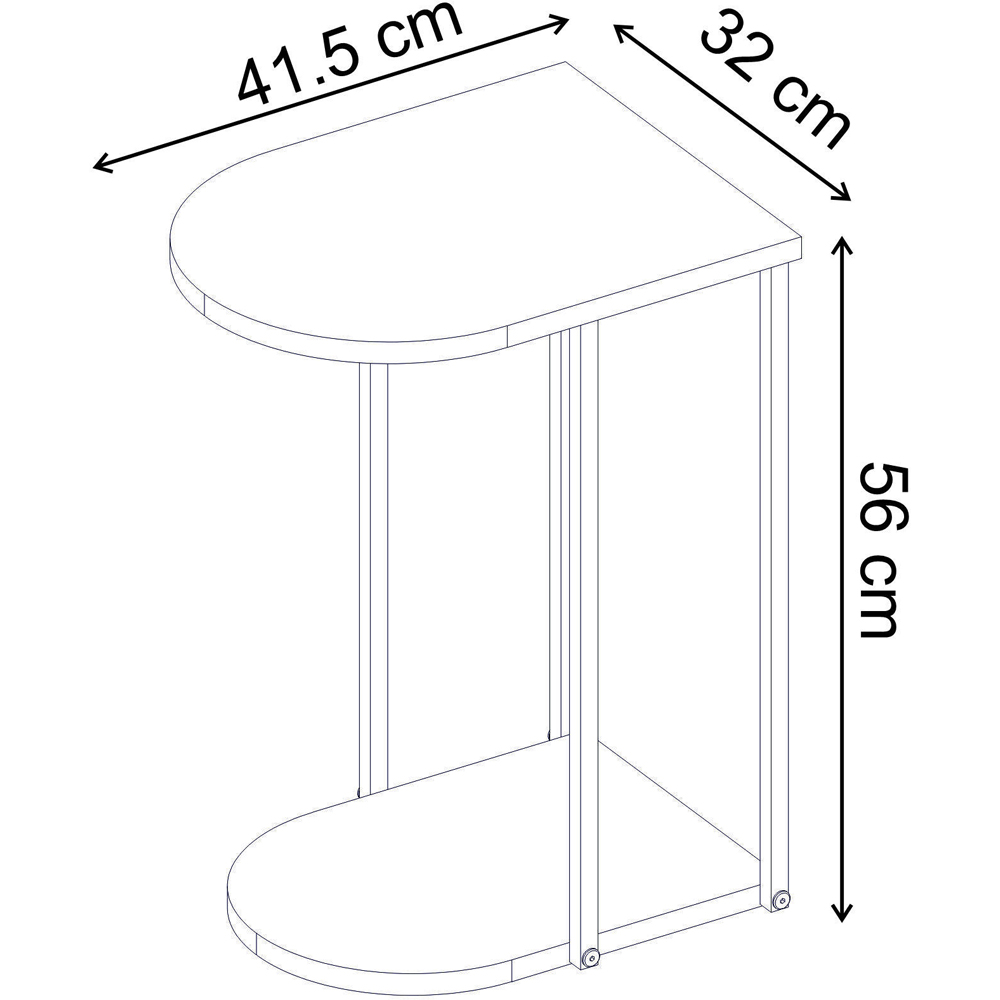 Decortie Roya Ash Green Single Shelf Compact D-Shaped Side Table Image 8