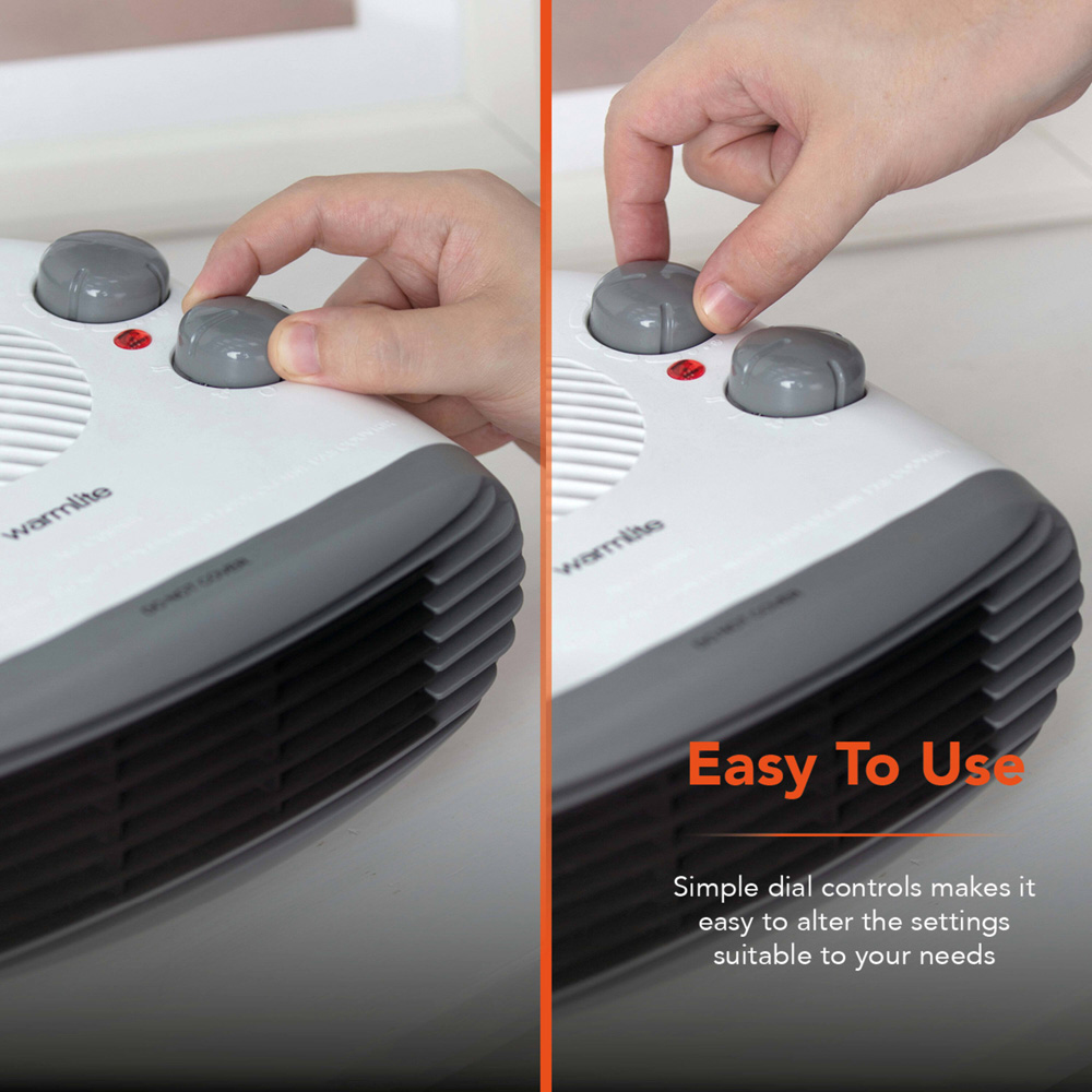 Warmlite White Portable Flat Fan Heater with Adjustable Thermostat 2000W Image 6