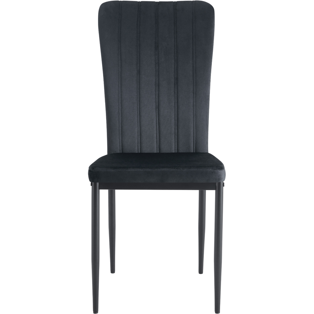 Elle Set of 2 Black Velvet Effect Plush Padded Upholstered Dining Chair Image 3