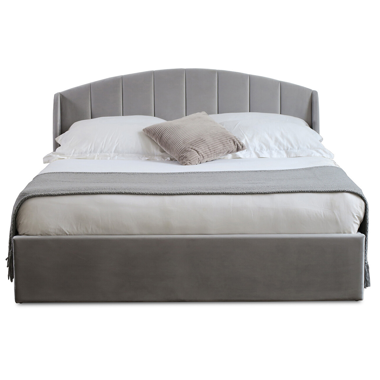 Grace King Size Grey Velvet Touch Ottoman Bed Image 2