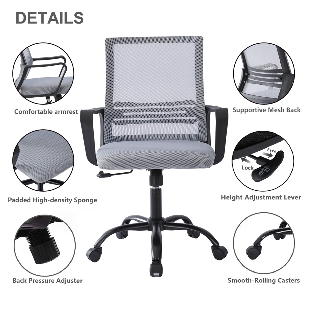 Dark Grey Mesh Back Swivel Height Adjustable Office Chair Image 6