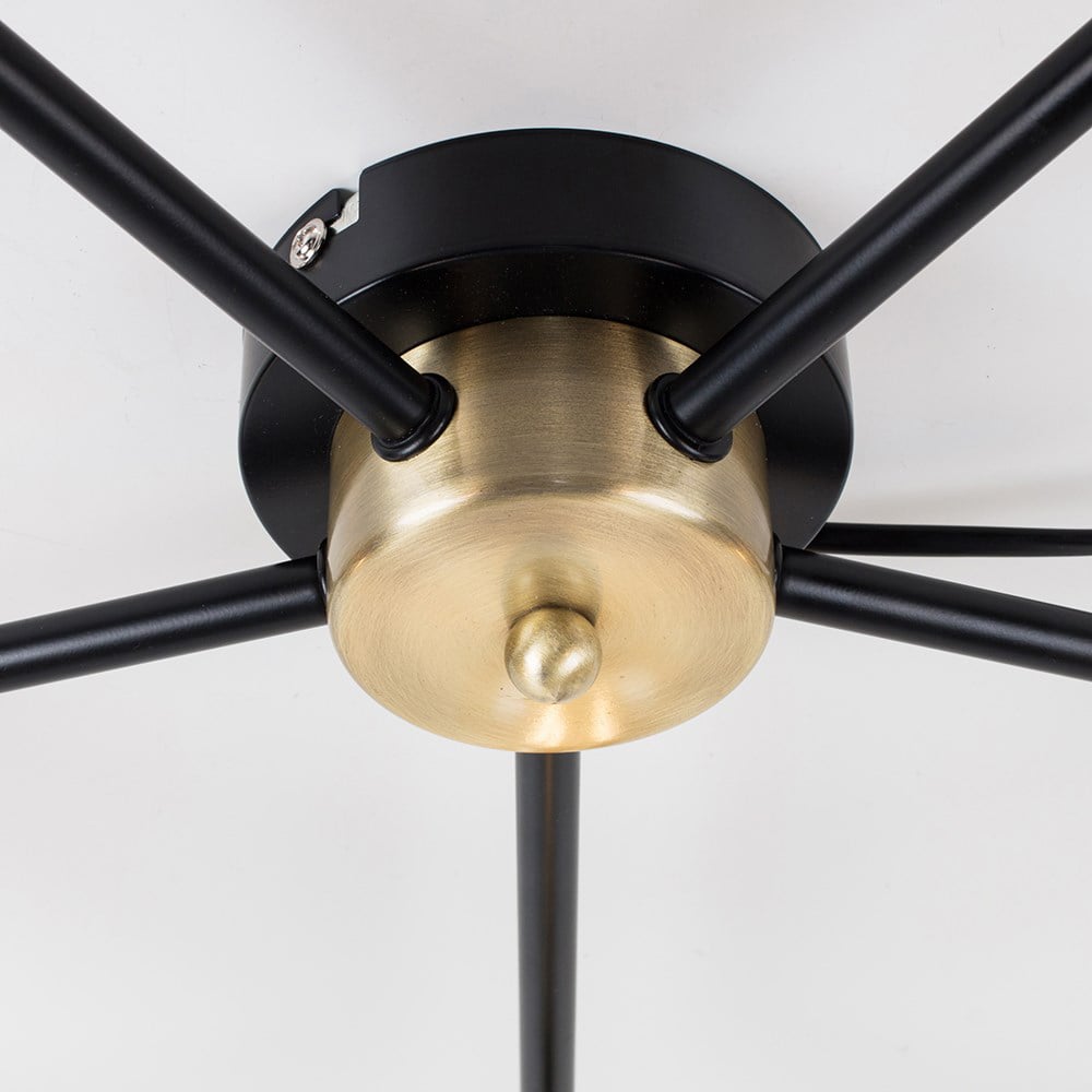 ValueLights Connell Antique Brass and Matt Black 5 Light Ceiling Fitting Image 4