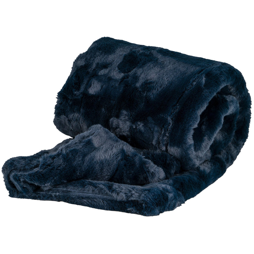 Divante Navy Rabbit Faux Fur Throw 127 x 152cm Image 4