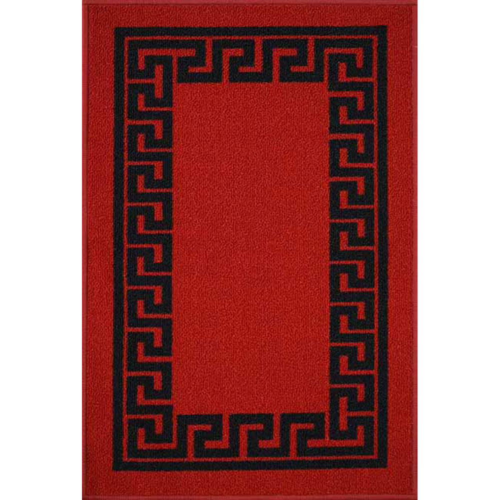 Desire Rugs Havana Red and Black Greek Key Anti Slip Door Mat 90 x 57cm Image 1