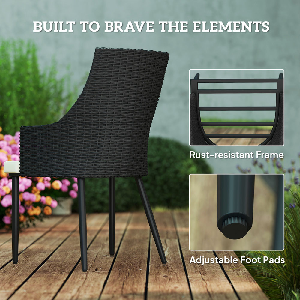 Outsunny 6 Seater Cream White Garden Dining Set with Cushions and Parasol Hole Image 6