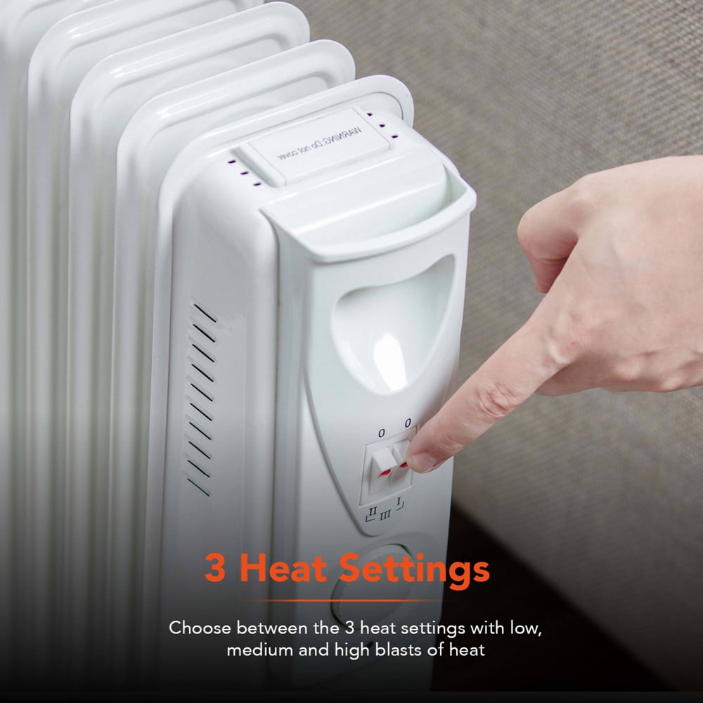 Warmlite 7 Fin White Oil Filled Radiator with Timer and Castor Wheels 1500W Image 5